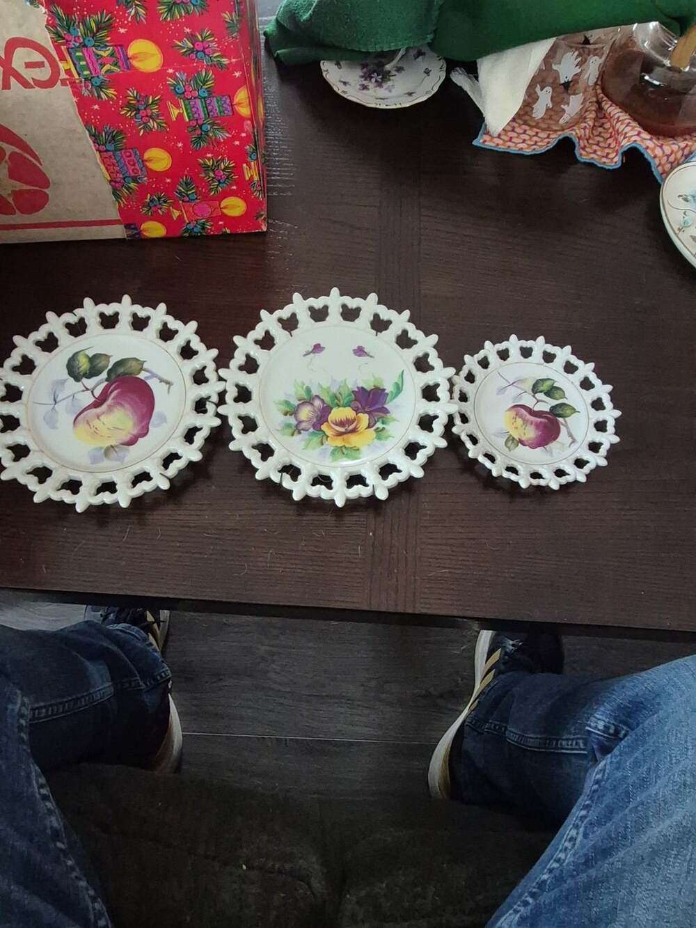 Norcrest Hand Painted Reticulated Wall Plates Set of 3